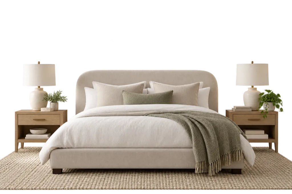 Móveis de quarto sobre uma parede com cor comparável